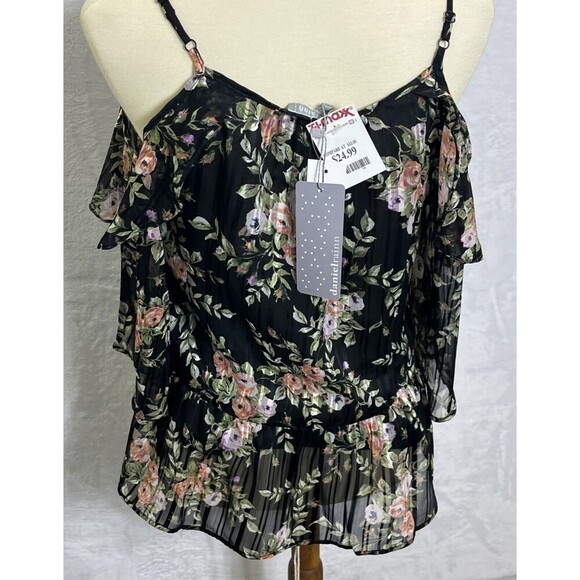 Daniel Rainn Cold Shoulder Blouse Floral Black Multi Size Small NWT - Picture 4 of 9